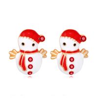 Cute Christmas Tree Apple Snowman Alloy Plating Rhinestones Women's Ear Studs 1 Pair sku image 10