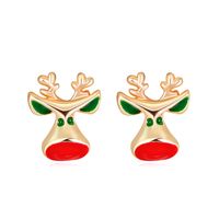 Mignon Arbre De Noël Pomme Bonhomme De Neige Alliage Placage Strass Femmes Goujons D'oreille 1 Paire sku image 8