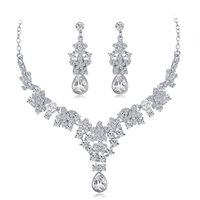 Wedding Geometric Alloy Rhinestones Women's Earrings Necklace 1 Set sku image 2