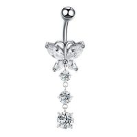 1 Piece Fashion Star Heart Shape Butterfly Stainless Steel Inlay Zircon Belly Ring sku image 46
