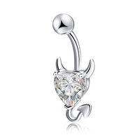 1 Piece Sweet Heart Shape Stainless Steel Plating Inlay Zircon Women's Belly Ring sku image 4