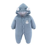 Casual Solid Color Polyester Fleece Baby Rompers sku image 1