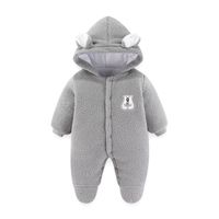 Casual Solid Color Polyester Fleece Baby Rompers sku image 3