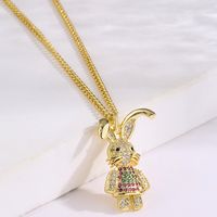 Fashion Tortoise Rabbit Bird Copper Gold Plated Zircon Pendant Necklace 1 Piece main image 5
