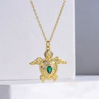 Fashion Tortoise Rabbit Bird Copper Gold Plated Zircon Pendant Necklace 1 Piece main image 3