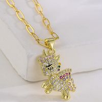 Fashion Tortoise Rabbit Bird Copper Gold Plated Zircon Pendant Necklace 1 Piece main image 6