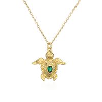 Fashion Tortoise Rabbit Bird Copper Gold Plated Zircon Pendant Necklace 1 Piece sku image 1