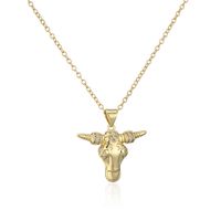 Fashion Animal Cattle Copper Gold Plated Zircon Pendant Necklace main image 2