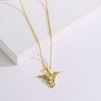 Fashion Animal Cattle Copper Gold Plated Zircon Pendant Necklace main image 3