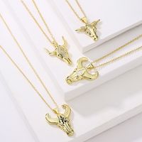 Fashion Animal Cattle Copper Gold Plated Zircon Pendant Necklace main image 1