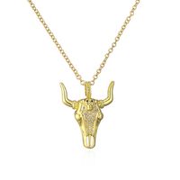 Fashion Animal Cattle Copper Gold Plated Zircon Pendant Necklace sku image 4