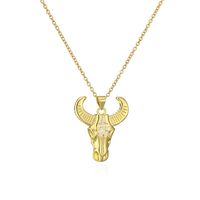 Fashion Animal Cattle Copper Gold Plated Zircon Pendant Necklace sku image 1