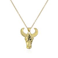 Fashion Animal Cattle Copper Gold Plated Zircon Pendant Necklace sku image 2