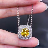 Elegant Geometric Square Copper Inlay Artificial Diamond Necklace 1 Piece main image 5