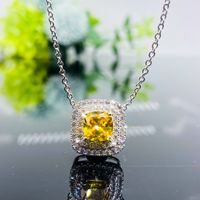 Elegant Geometric Square Copper Inlay Artificial Diamond Necklace 1 Piece sku image 1