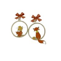 Cartoon Style Maple Leaf Fox Alloy Asymmetrical Bowknot Women's Drop Earrings 1 Pair main image 6