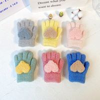 Children Unisex Cute Heart Shape Imitation Cashmere Gloves 2 Piece Set main image 2