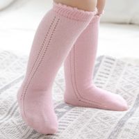 Children Unisex Cute Solid Color Nylon Cotton Mesh Over The Knee Socks 1 Set sku image 7