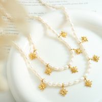 Elegant Star Titanium Steel Pearl Gold Plated Zircon Choker 1 Piece main image 3