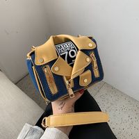 Women's Mini Pu Leather Color Block Fashion Square Magnetic Buckle Crossbody Bag sku image 1