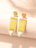 Sweet Pencil Beaded Imitation Pearl Glass Women's Drop Earrings 1 Pair sku image 1