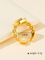 Fashion Letter Stainless Steel Inlay Zircon Open Ring 1 Piece main image 2
