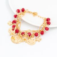 Fashion Color Block Leaves Heart Shape Artificial Crystal Alloy Gem Unisex Bracelets 1 Piece sku image 1