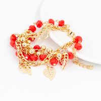 Fashion Color Block Leaves Heart Shape Artificial Crystal Alloy Gem Unisex Bracelets 1 Piece sku image 2