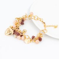 Fashion Color Block Leaves Heart Shape Artificial Crystal Alloy Gem Unisex Bracelets 1 Piece sku image 3