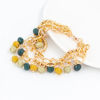 Fashion Color Block Leaves Heart Shape Artificial Crystal Alloy Gem Unisex Bracelets 1 Piece sku image 5