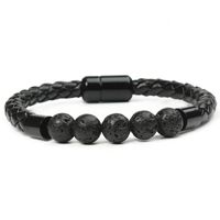 Simple Style Commute Geometric Pu Leather Stone Beaded Braid Unisex Bracelets sku image 1