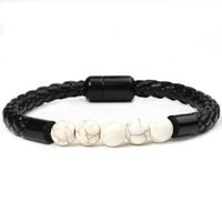 Simple Style Commute Geometric Pu Leather Stone Beaded Braid Unisex Bracelets sku image 3