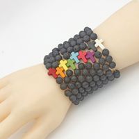 Retro Cross Volcanic Rock Men's Bracelets 1 Piece main image 1