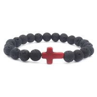 Retro Cross Volcanic Rock Men's Bracelets 1 Piece sku image 3