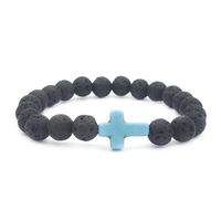 Retro Cross Volcanic Rock Men's Bracelets 1 Piece sku image 7