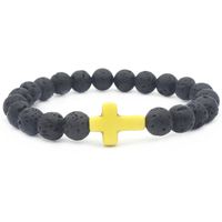 Retro Cross Volcanic Rock Men's Bracelets 1 Piece sku image 9