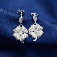 Fashion Four Leaf Clover Titanium Steel Plating Zircon Drop Earrings 1 Pair main image 1