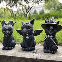 New Creative Halloween Magic Cat Resin Craft Ornament Halloween Gift Decorations main image 1