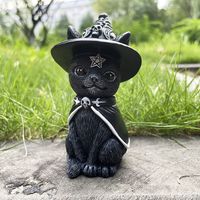 New Creative Halloween Magic Cat Resin Craft Ornament Halloween Gift Decorations main image 4