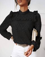 Women's Blouse Long Sleeve Blouses Patchwork Hollow Out Fashion Solid Color main image 6