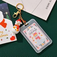 Christmas Silicone Waterproof Double-sided Transparent Cartoon Key Button Campus Card Holder sku image 1