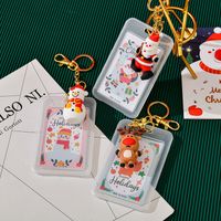 Christmas Silicone Waterproof Double-sided Transparent Cartoon Key Button Campus Card Holder main image 5