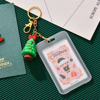 Christmas Silicone Waterproof Double-sided Transparent Cartoon Key Button Campus Card Holder sku image 2