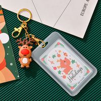 Christmas Silicone Waterproof Double-sided Transparent Cartoon Key Button Campus Card Holder sku image 3
