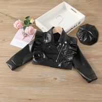 Fashion Solid Color Pu Girls Outerwear main image 6