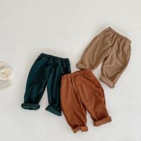 Basic Solid Color Button Cotton Boys Clothing Sets main image 3