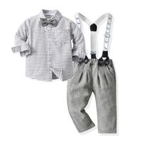 Fashion Stripe Printing Cotton Boys Clothing Sets sku image 3