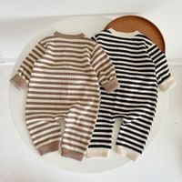 Fashion Stripe Button Cotton Baby Rompers main image 4