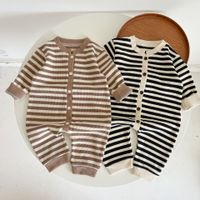 Fashion Stripe Button Cotton Baby Rompers main image 1