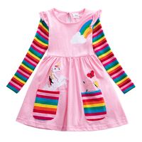 Fashion Rainbow Unicorn Printing 100% Cotton Girls Dresses main image 4